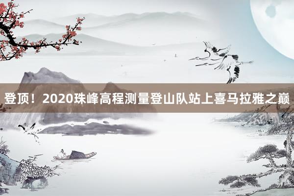 登顶！2020珠峰高程测量登山队站上喜马拉雅之巅